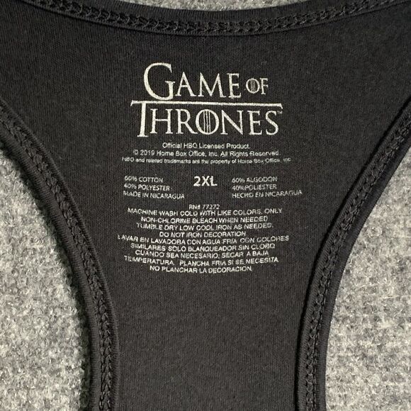 Game Of Thrones Graphic Racer Back Tank Men 2XL House Stark Black  NWT - Picture 4 of 11
